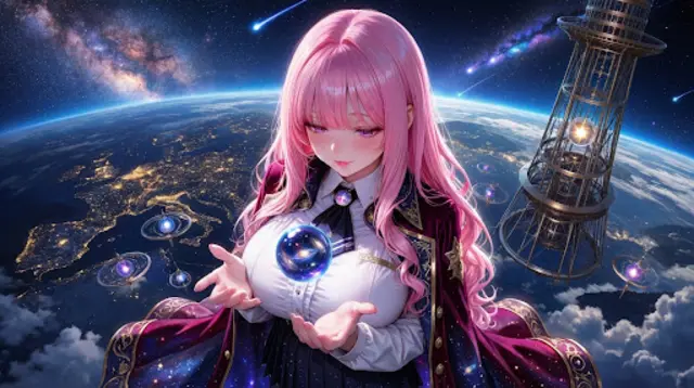 地球を見下ろす少女